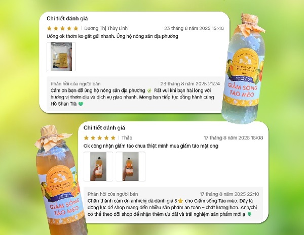 Đánh giá của khách hàng về giấm táo mèo